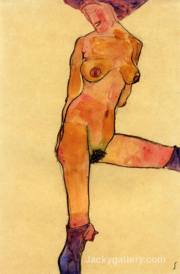 Female nude by Egon Schiele paintings reproduction